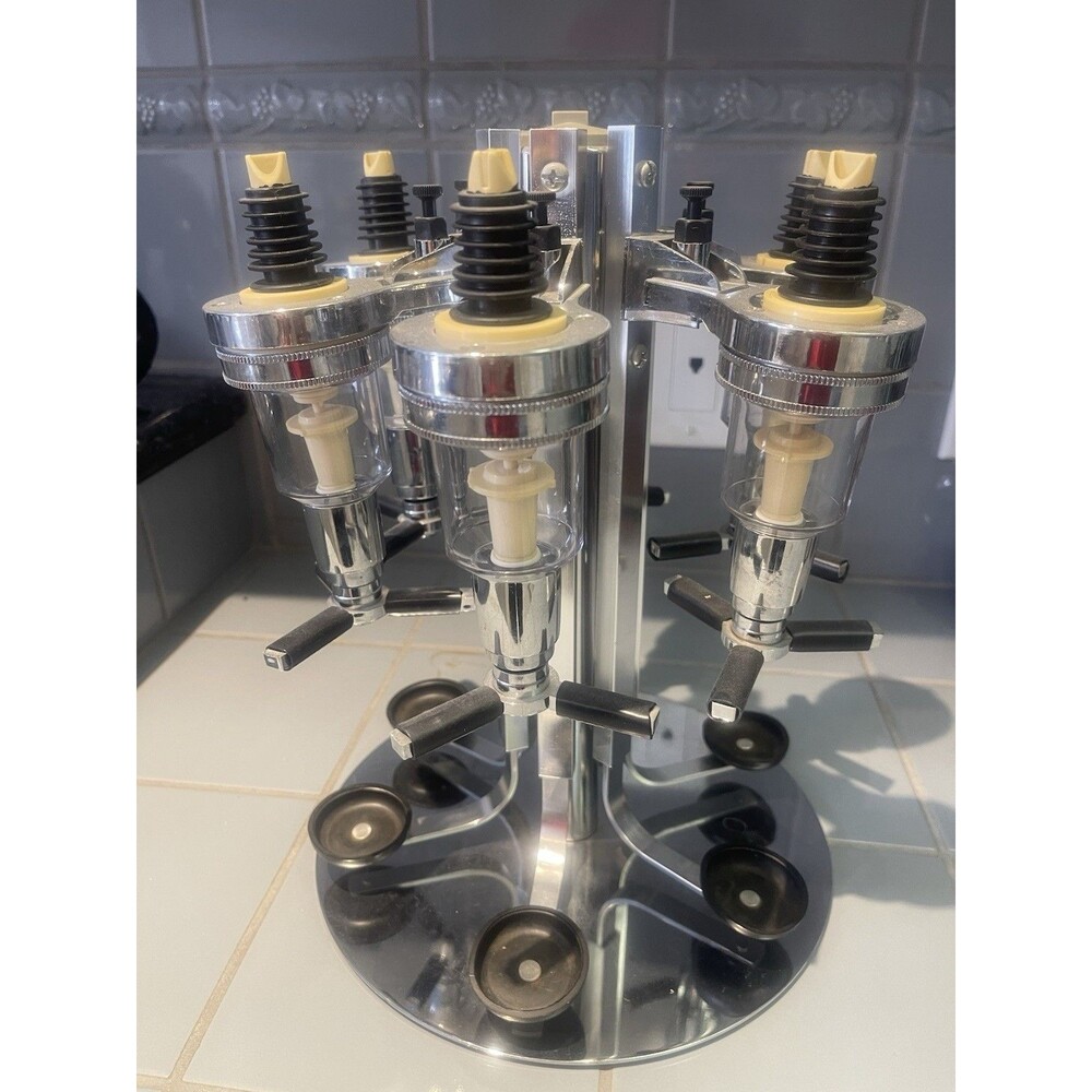 6 Bottle Alcohol Liquor Dispenser Stand Rotating Drink Beer Wine Bar Butler